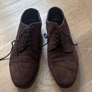 Jimmy Choo Brown Houndstooth Derby Oxfords